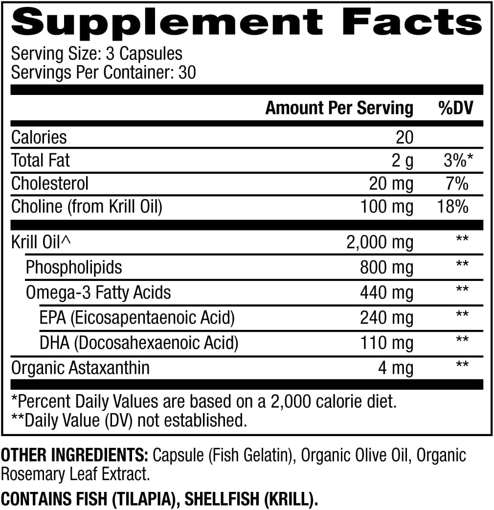 Dr. Mercola, Krill Oil Double Strength, 30 Servings (90 Capsules), Omega 3 Fatty Acids, MSC Certified, Non GMO, Soy-Free, Gluten Free