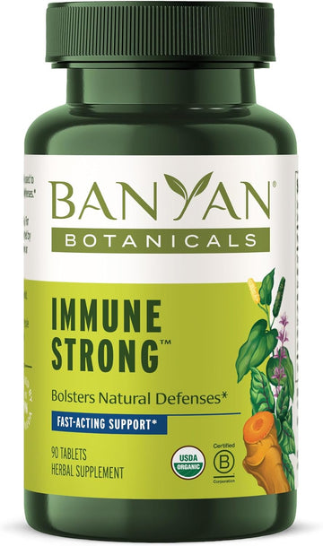 Banyan Botanicals Immune Strong ? Organic Supplement with Turmeric & Tulsi ??? Ayurvedic Immune Formula That Supports The Body's Natural Defenses* ? 90 Tablets ? Non-GMO Sustainably Sourced Vegan