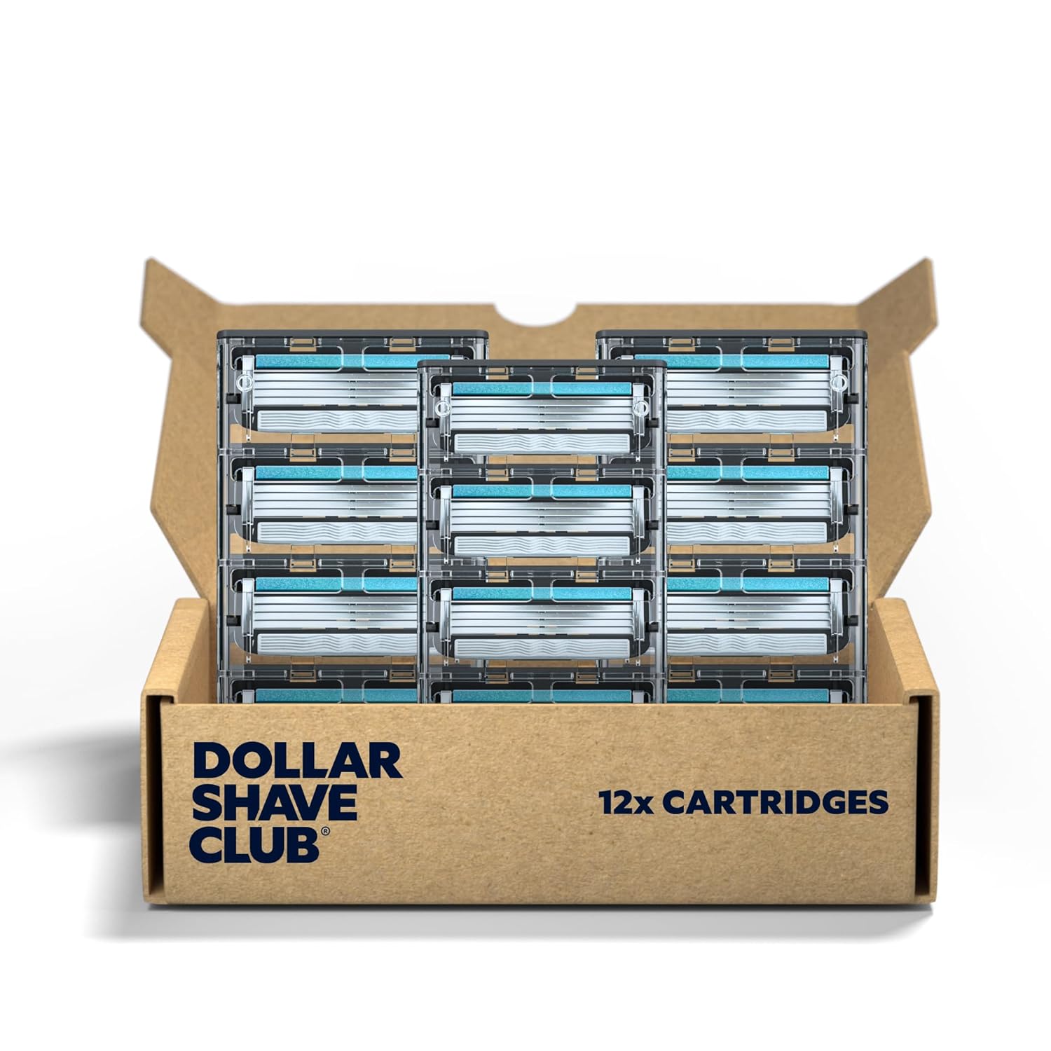 Dollar Shave Club | 6-Blade Club Razor Refill Cartridges, 12 Count | Precision Cut Stainless Steel Blades With A Built-In Trimmer Blade On The Back, Designed For An Extra Close Shave, Silver/Blue