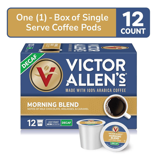 Victor Allen'S Coffee Decaf Morning Blend, Light Roast, 12 Count, Single Serve Coffee Pods For Keurig K-Cup Brewers