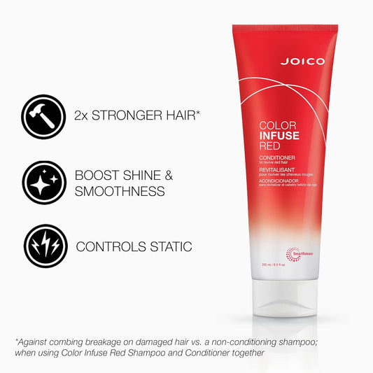 Joico Color Infuse Red Conditioner | For Red Hair | Instantly Refresh Red Tones | Boost Color Vibrancy & Shine | Protect Against Harmful Uv Damage | With Rosehip Oil & Green Tea Extract