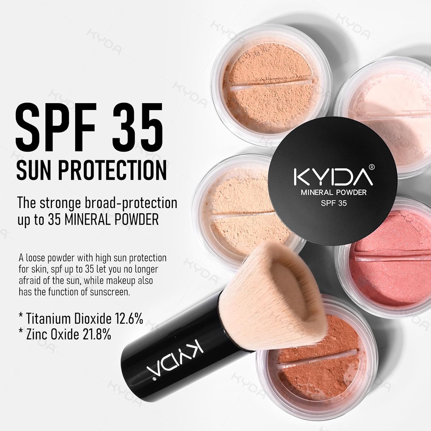 Kyda Mineral Powder Foundation, Spf 35, Lightweight Loose Powder, Skin-Improving, Buildable Coverage, Natural Glow Base Makeup, 0.28 Oz, Medium Beige : Health & Household