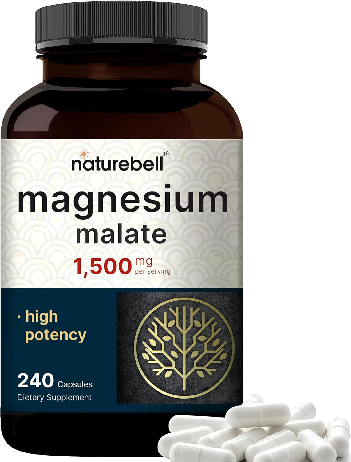 Magnesium Malate 1,500Mg Per Serving, 240 Capsules | Chelated For High Absorption – Energy & Nervous Mineral Supplement – Non-Gmo, Gluten Free