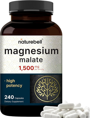 Magnesium Malate 1,500Mg Per Serving, 240 Capsules | Chelated For High Absorption – Energy & Nervous Mineral Supplement – Non-Gmo, Gluten Free