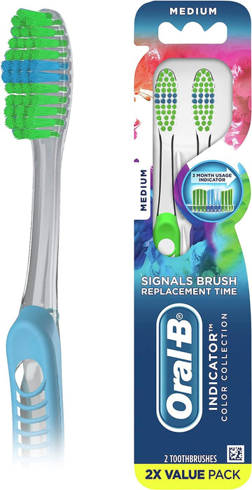 Oral-B Indicator Color Collection Toothbrushes, Medium, 2 Count