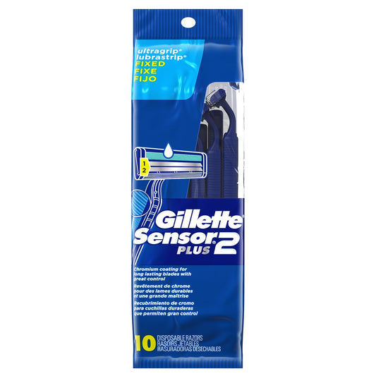 Gillette Sensor2 Plus Men’s Disposable Razors, 10 Count : Beauty & Personal Care