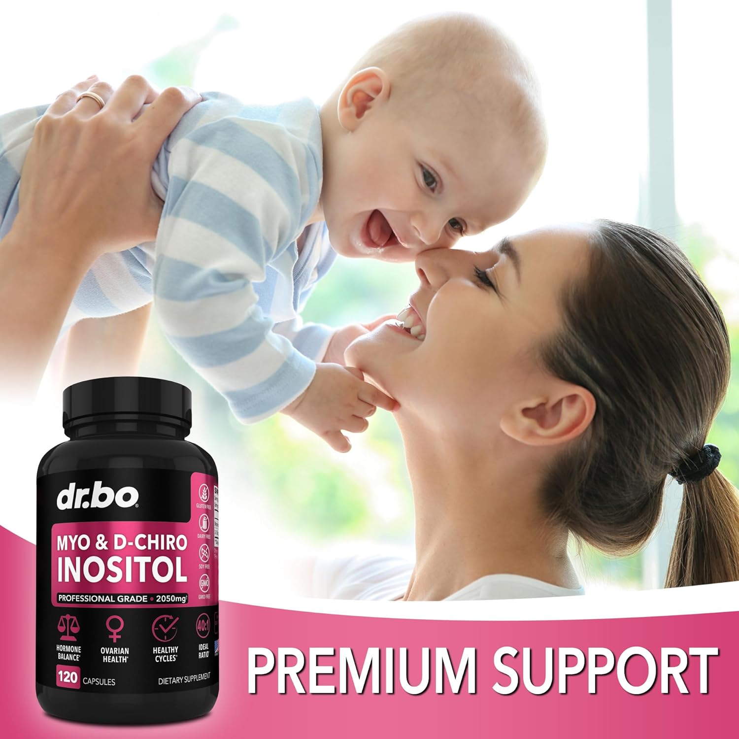 Myo-Inositol & D-Chiro Inositol Supplement Capsules - 40:1 Ratio Hormone Balance for Women with Vitamin B8 - Fertility Supplements for Women to Regulate Menstrual Cycle, Support Ovarian Health & PCOS : Health & Household