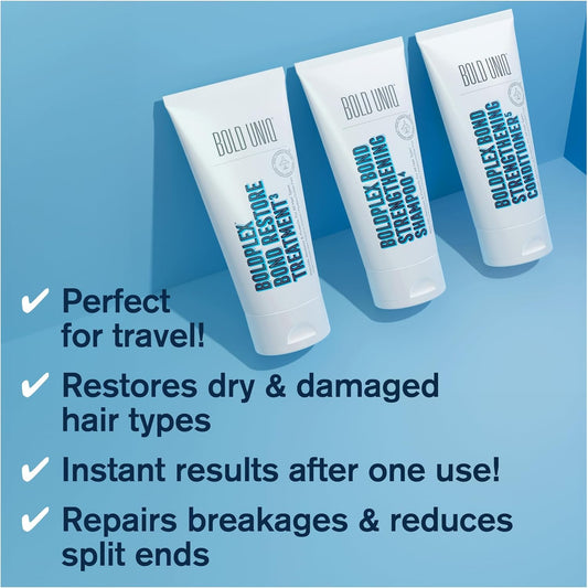 Boldplex 3, 4 & 5 Bond Restore Hair Protein Treatment, Shampoo & Conditioner Travel Set For Dry & Damaged Hair - Hydrating Formula For Curly, Dry, Colored, Frizzy, Broken Or Bleached Hair Types