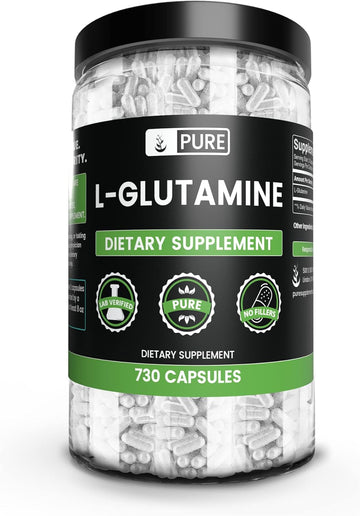 Pure Original Ingredients L-Glutamine (730 Capsules) No Magnesium Or Rice Fillers, Always Pure, Lab Verified