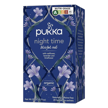 Pukka Herbal Teas Night Time Organic Oat Flower Lavender And Lime Flower Tea, 20G 20 Count