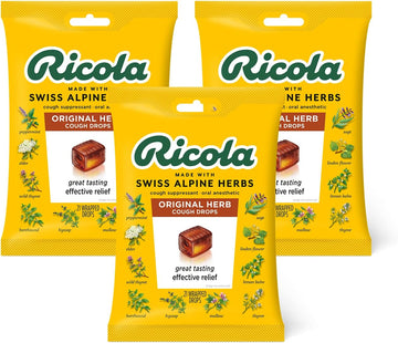 Ricola Original Herbal Cough Suppressant Throat Drops, 21ct Bag (Pack of 3)