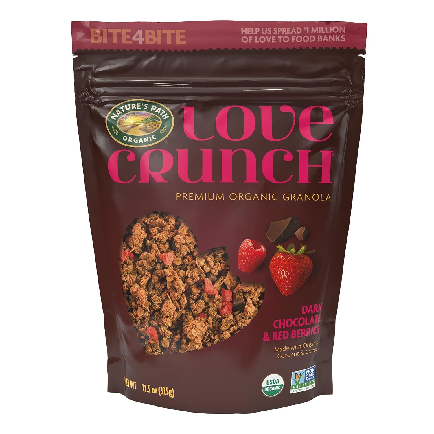 Love Crunch Organic Dark Chocolate and Red Berries Granola, Non-GMO, Fair Trade, by Nature's Path, 11.5 Ounce(Pack of 1)