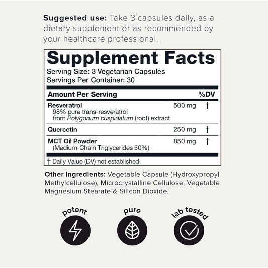 Toniiq 1600Mg Resveratrol Blend - Ultra High Purity And 3Rd Party Tested - With Mct Oil For Added Bioavailability - Optimal Nad Supplement