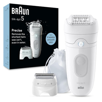 Braun Epilator Silk-Épil 5 Epilator, Hair Removal Device, Women Shaver & Trimmer, Wet And Dry Epilator, Includes Shaver Head And Trimmer Comb, Se5-041, Grey