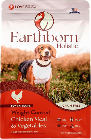 Earthborn Holistic Weight Control Chicken Meal & Vegetables Grain Free Dog Food (25 Pounds)