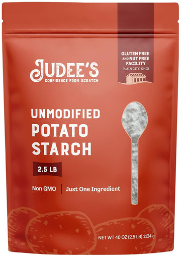 Judee’s Unmodified Potato Starch 2.5 lb - Just One Ingredient - Great for Breading, Thickening, Cooking, and Baking - 100% Non-GMO, Gluten-Free, and Nut-Free - Resistant to High Temperatures