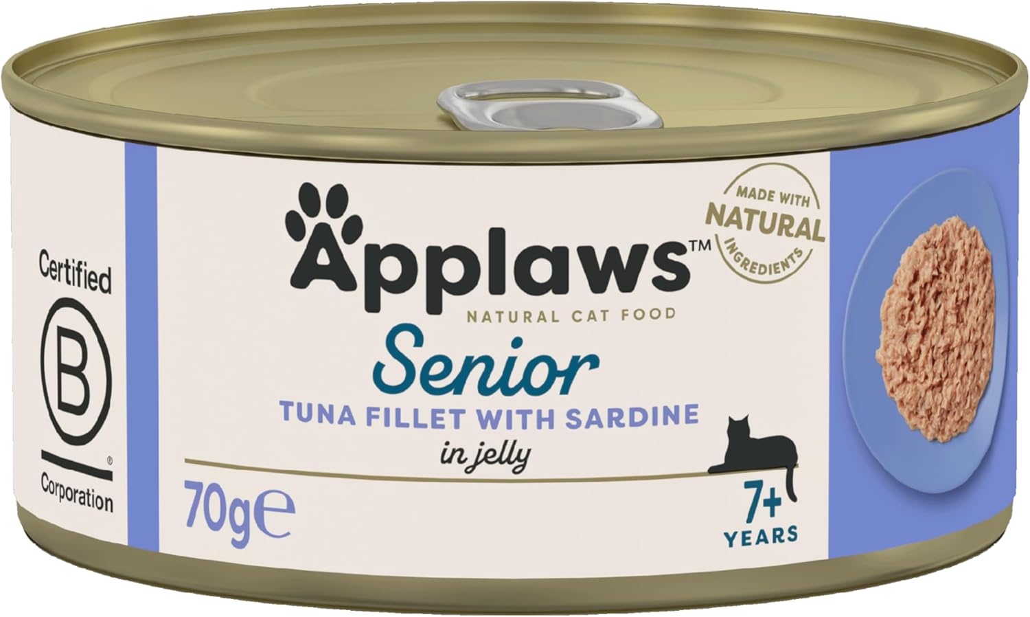 Applaws Natural Senior Wet Cat Food, Tuna with Sardines in a Soft Mousse 70g Tin(Pack of 24 x 70g Tins)?1331NE-A