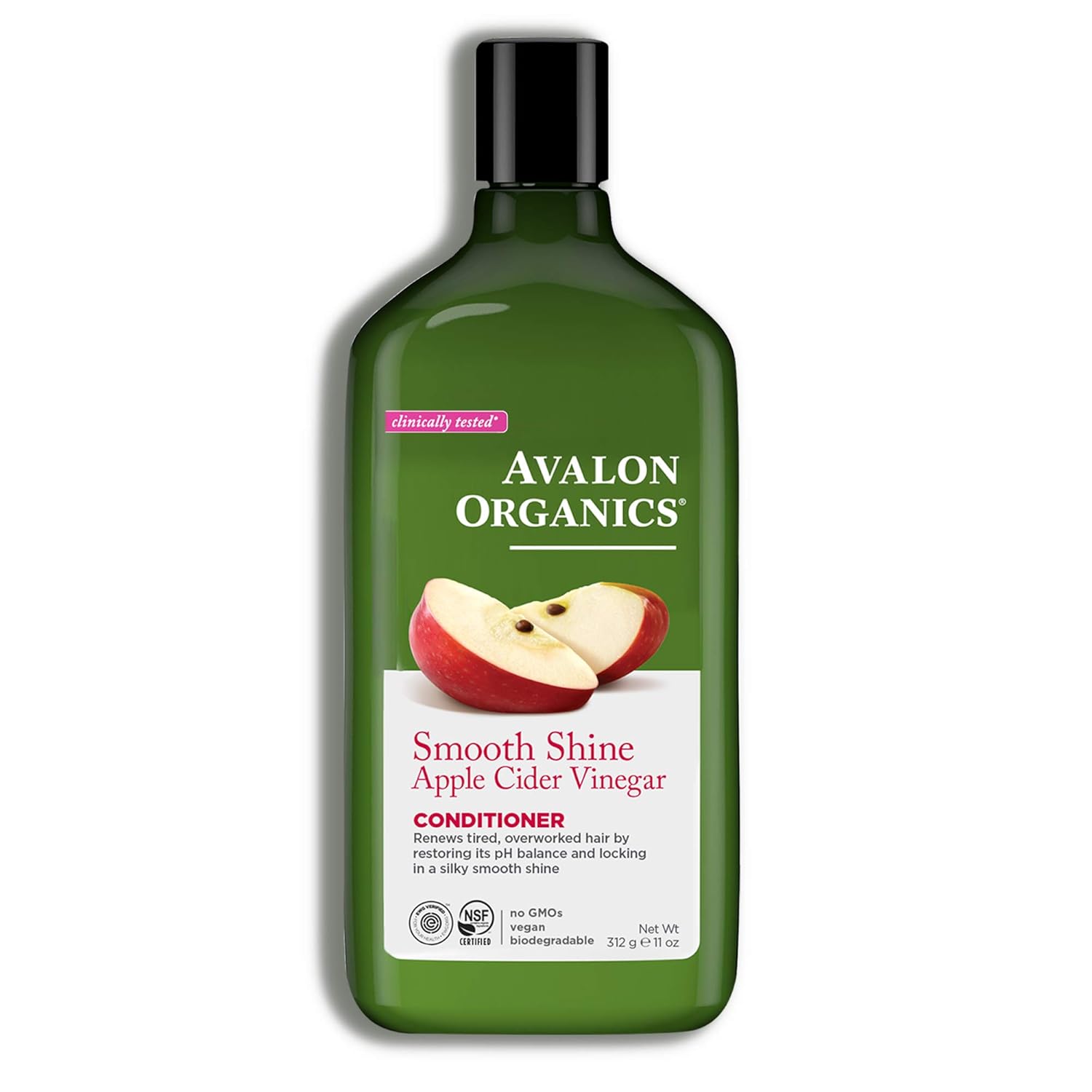 Avalon Organics Conditioner, Smooth Shine Apple Cider Vinegar, 11 Oz (Pack Of 6)