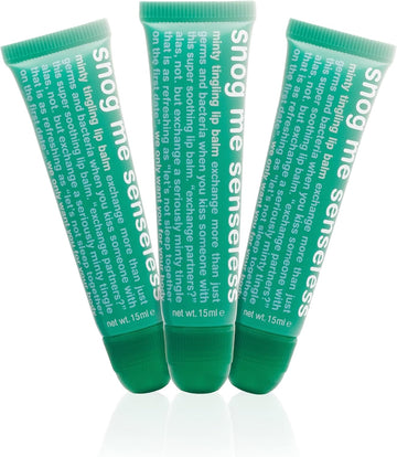 Anatomicals Moisturising Lip Balm Multipack For Dry Cracked Lips - Snog Me Senseless (Mint Flavour Lip Balm Set) For Dry Lips 3 Pack