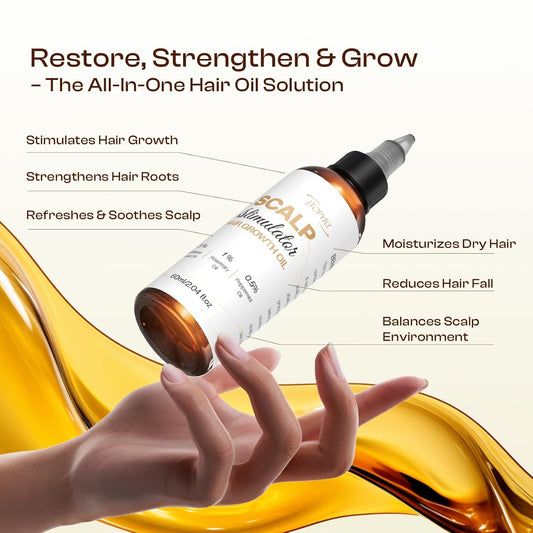 Scalp Stimulator Hair Growth Oil: Rosemary Castor Blend For Thinning Hair, Daily Nourishment & Thicker Strands, Natural Oils For Men/Women