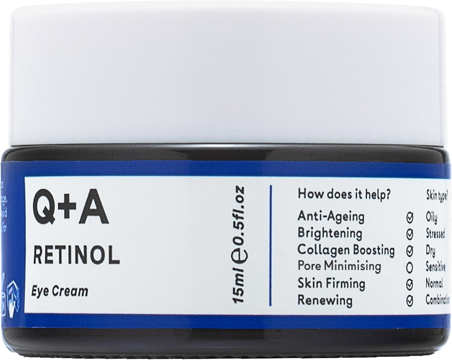 Q+A Retinol Eye Cream – Boosts Collagen, Firms & Illuminates Under-Eye with Green Seaweed & Liquorice – De-Puffs, Anti-Ageing, Vegan, Cruelty-Free, Made in UK, Recyclable Packaging, Gentle Use, 15ml : Amazon.co.uk: Beauty