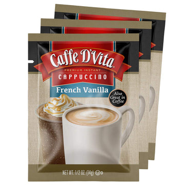 Caffe D'Vita French Vanilla Cappuccino Envelopes, 0.5-Ounce Packages (Pack Of 48)