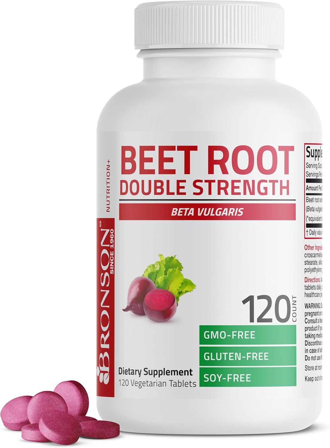 Bronson Beet Root Double Strength, Non-Gmo, 120 Vegetarian Tablets