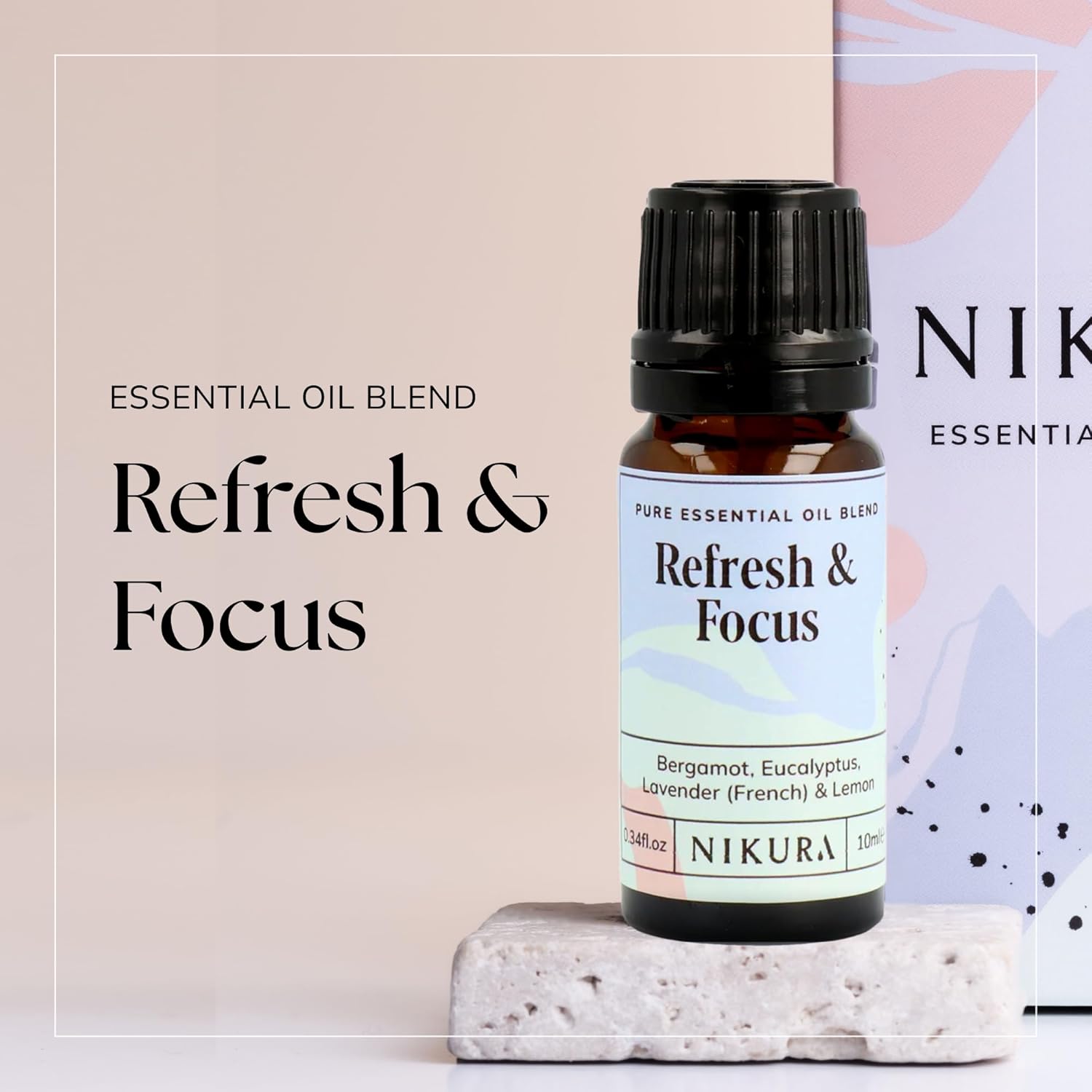 Nikura Refresh & Focus Essential Oil Blend - 10ml | Made from Bergamot, Eucalyptus, Lavender & Lemon | for Aromatherapy, Diffusers, Soap Making, Candle Making, Studying | Vegan & UK Made : Amazon.co.uk: Health & Personal Care