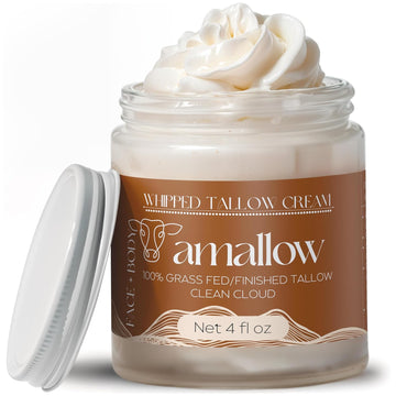 100% Grass Fed Beef Tallow For Skin Care - Face + Body - Whipped Moisturizer For Sensitive Skin - Natural Lotion, 4 Fl. Oz. (Unscented)