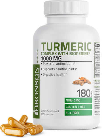 Turmeric Curcumin With Bioperine - High Potency Premium Joint Support With 95% Standardized Curcuminoids - Non-Gmo Capsules With Black Pepper - 180 Count