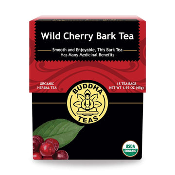Buddha Teas Organic Wild Cherry Bark Tea - Ou Kosher, Usda Organic, Ccof Organic, 18 Bleach-Free Tea Bags