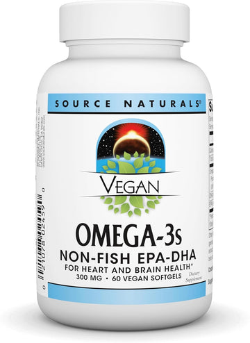 Source Naturals Vegan Omega-3S, Non-Fish Epa-Dha, For Heart And Brain Health Support* 300 Mg - 60 Vegan Softfgels