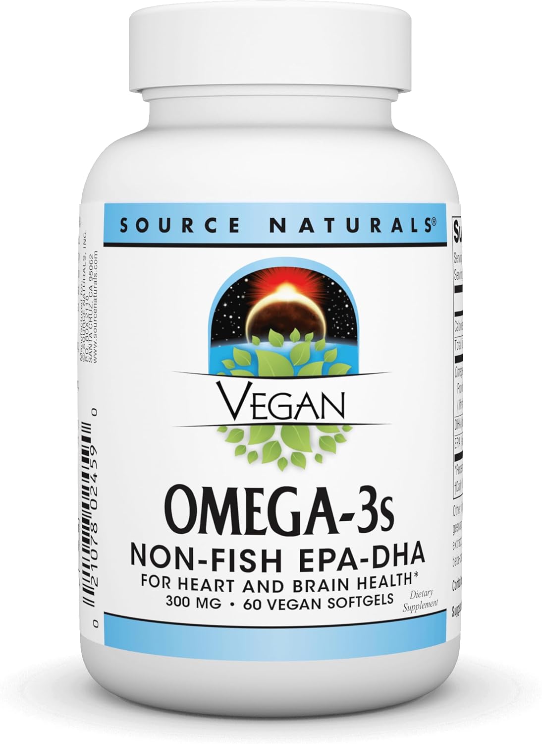 Source Naturals Vegan Omega-3s, Non-Fish EPA-DHA, for Heart and Brain Health Support* 300 mg - 60 Vegan Softfgels