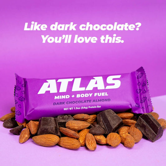 Atlas Protein Bar, 20G Protein, 1G Sugar, Clean Ingredients, Gluten Free (Dark Chocolate Almond, 12 Count (Pack Of 1))