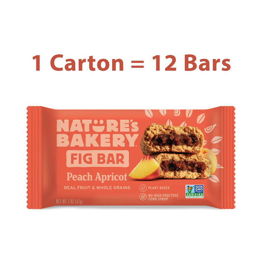 Nature’S Bakery Whole Wheat Fig Bars, Peach Apricot, Real Fruit, Vegan, Non-Gmo, Snack Bar, 1 Box With 12 Twin Packs (12 Twin Packs)