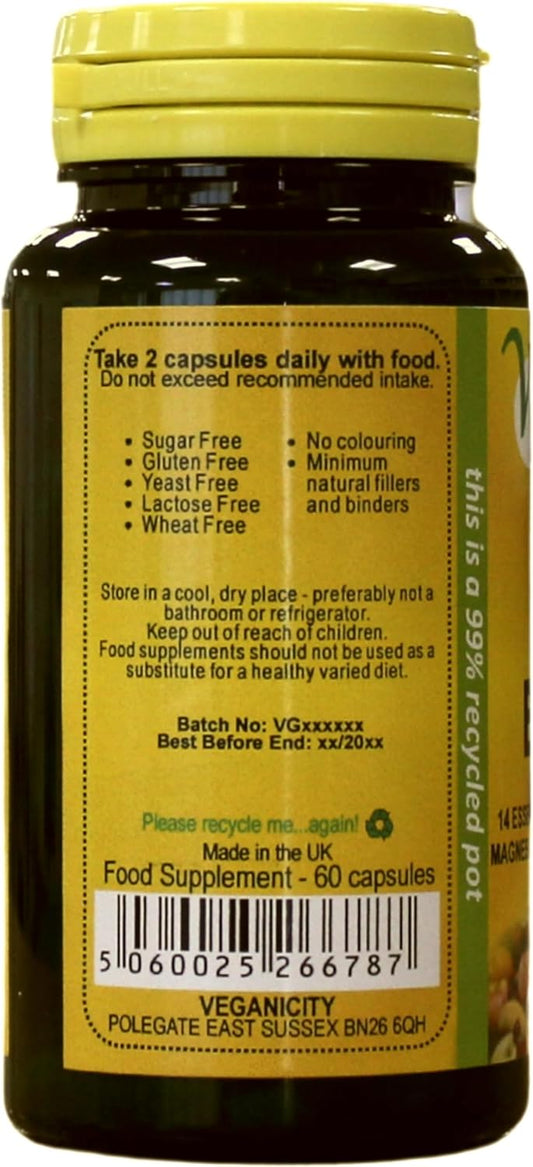 Veganicity Bone Essentials : Bone Support Supplement : 60 Capsules, In A Planet-Friendly 99% Recycled Pot