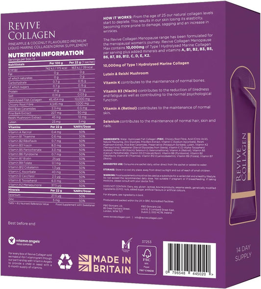 Revive Collagen Premium Menopause Range - Hydrolysed Liquid Marine Collagen Drink (14, Beauty Sleep)