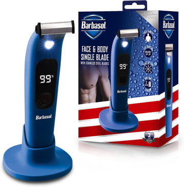 Barbasol Hybrid Face & Body Single Blade Shaver - Rechargeable, Wet/Dry, Led Screen, Built-In Light