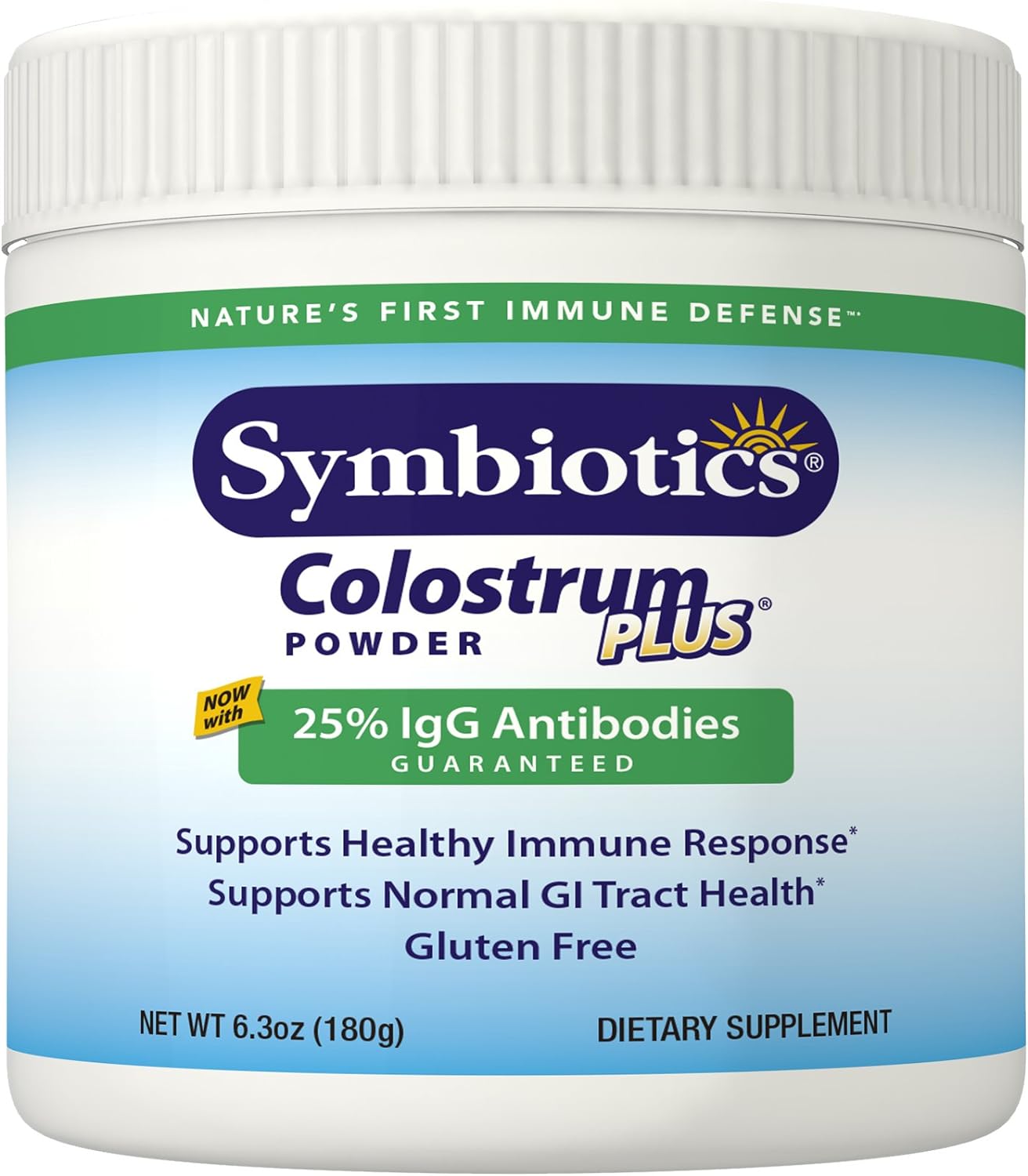 Symbiotics Colostrum Plus Powder Supplement For Immunity Support, 6.3 Ounces (180 G)