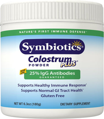 Symbiotics Colostrum Plus Powder Supplement For Immunity Support, 6.3 Ounces (180 G)