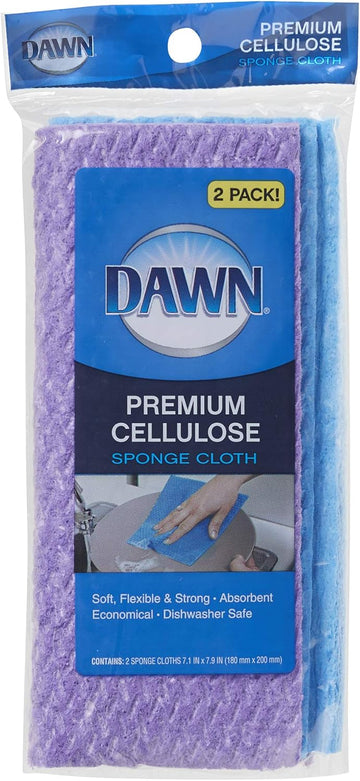 Dawn 233672 Cellulose Sponge Cloth, 2 Piece, Blue, Purple