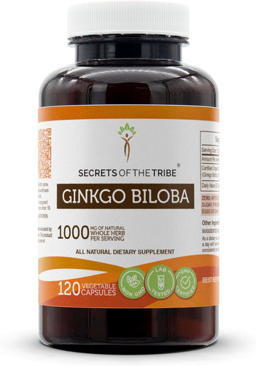Secrets of the Tribe Ginkgo Biloba 120 Capsules, 1000 mg, Ginkgo Biloba (Ginkgo Biloba) Dried Leaf (120 Capsules)