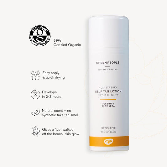 Green People Self Tan Lotion - Non-Streaky, Natural Glow - With Rosehip & Aloe Vera - Organic, Vegan & Cruelty Free, 150Ml