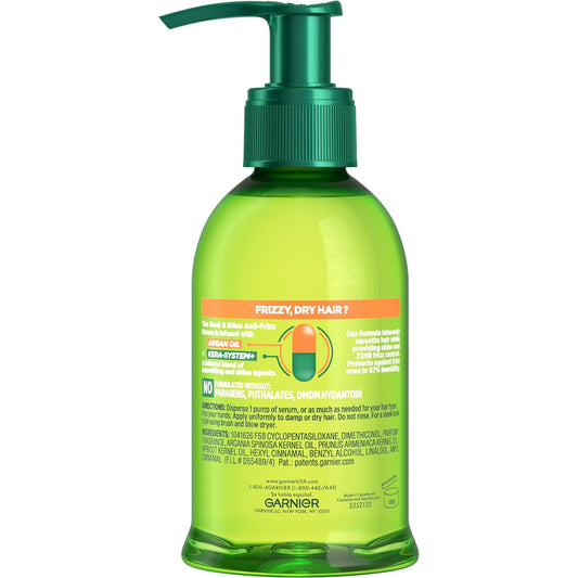 Garnier Fructis Sleek & Shine Anti-Frizz Serum For Frizzy, Dry Hair, Argan Oil, 5.1 Fl Oz, 1 Count (Packaging May Vary)