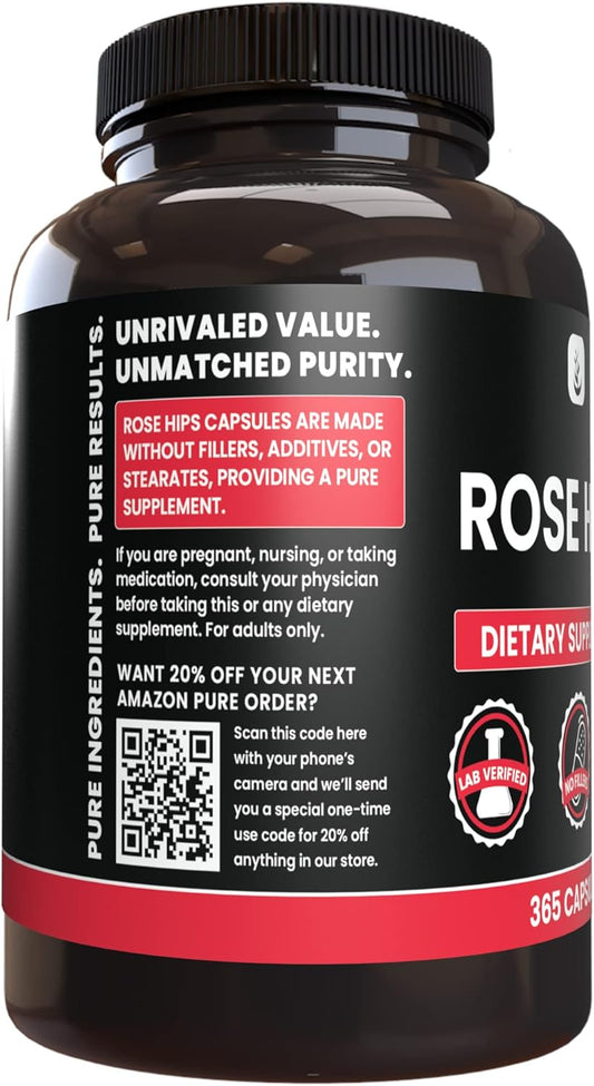 Pure Original Ingredients Rose Hips (365 Capsules) No Magnesium Or Rice Fillers, Always Pure, Lab Verified