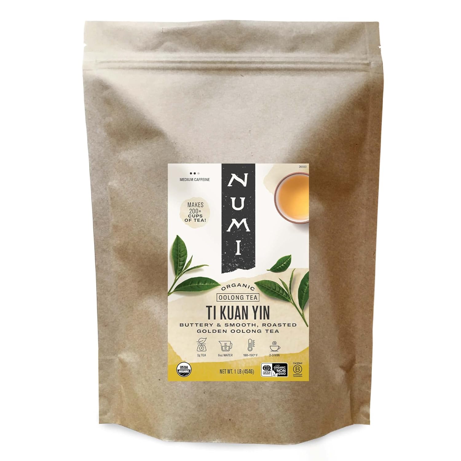 Numi Organic Tea Ti Kuan Yin, 16 Ounce Pouch, Loose Leaf Oolong Tea (Packaging May Vary)