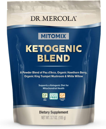 Dr. Mercola MITOMIX Ketogenic Blend PAU d?Arco and Organic King Trumpet Mushroom, 30 Servings (3.7 oz.) 1 Bag, Non GMO, Soy Free, Gluten Free