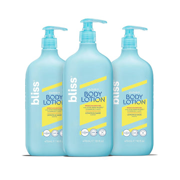 Bliss Cloud 9 Body Lotion For Dry Skin - Lemon & Sage Scent- Formulated With Vitamins B3, C And E And Shea Butter - Deeply Hydrating For Supremely Soft Skin-16 Floz. (Pack Of 3)