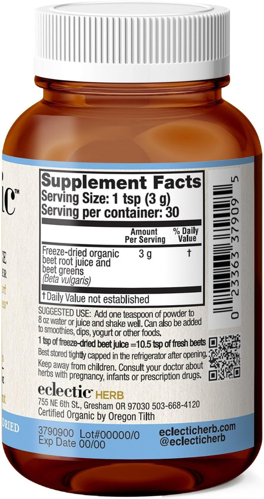 Eclectic Institute Raw Fresh Freeze-Dried Beet Juice Powder | 3.2 Oz