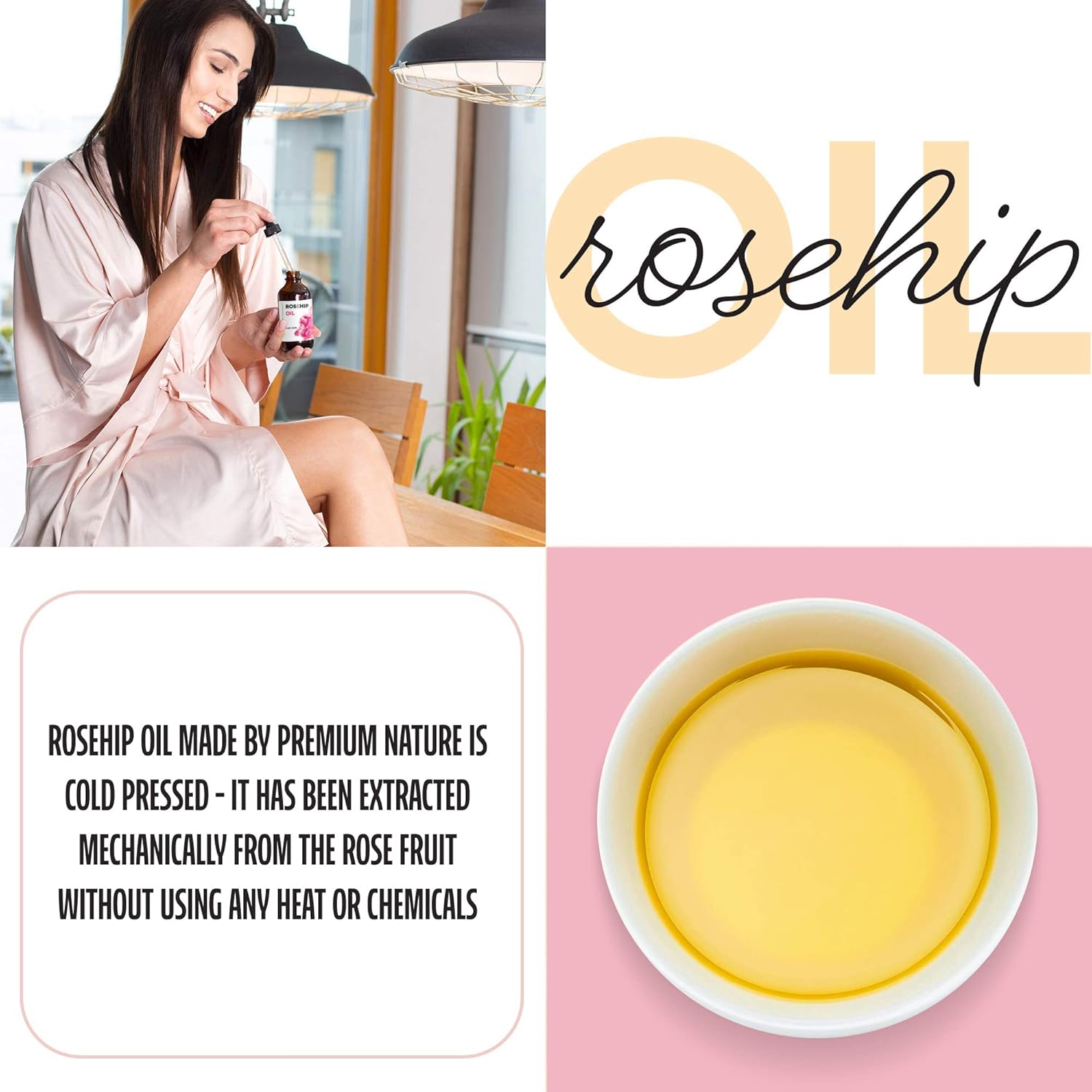 Premium Nature Rosehip Oil For Face For Women, Rosehip Seed Pure Cold Pressed Unrefined For Hair And Nails Skin Care Moisturizer, Rose Hips Face Oils And Serums 4Oz : Beauty & Personal Care